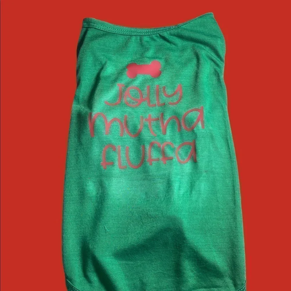 Hand Crafted Funny Christmas Dog Shirt, Jolly Motha Fluffa, Funny dog‎ shirt